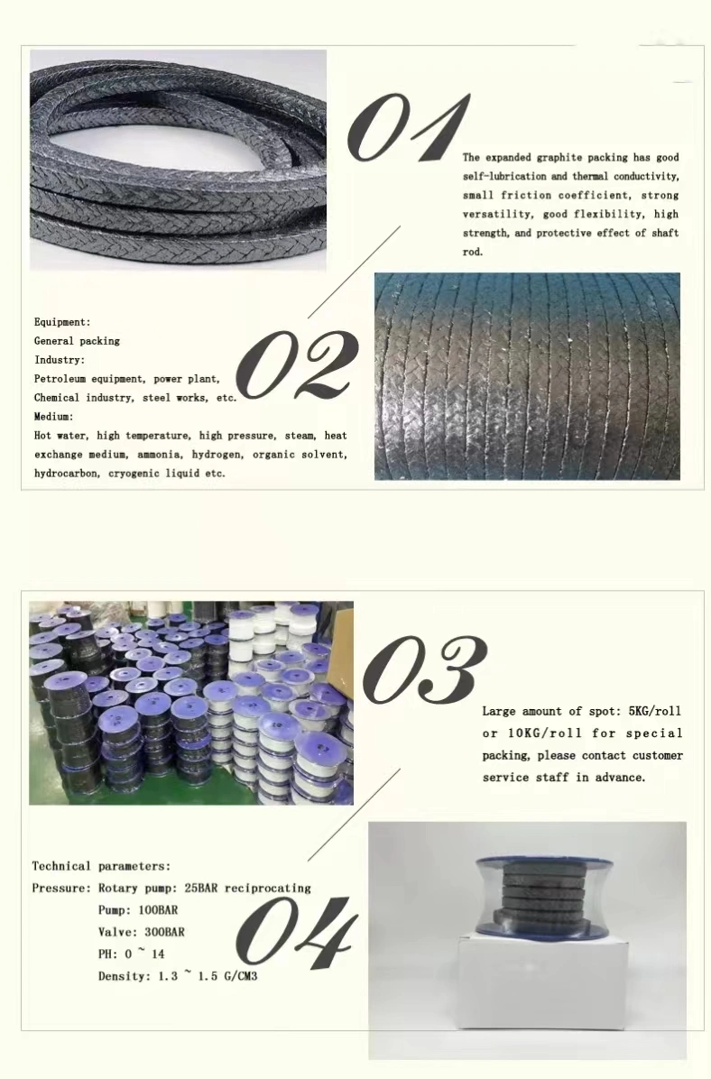 Black Mesh Graphite Carbon Fiber Braided Gland Packing Steam Valve Gland Packing Carbon Graphite Packing Price