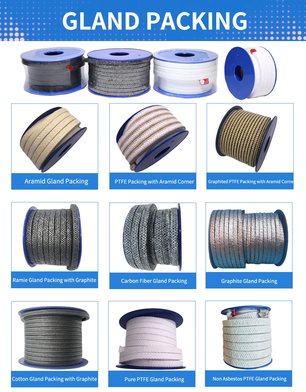 China High Temperature Resistance Gland Packing Security Seal Aramid Fiber Gland Packing with PTFE Emulsion